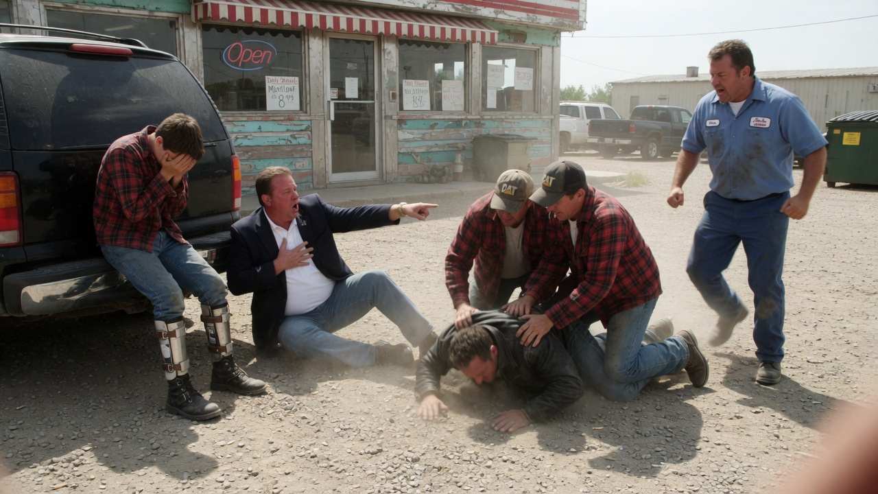 The Biker Shoved A Wealthy Man Off That Shaking Disabled Boy…Then Three Strangers Knocked Him To The Ground, Kicked His Ribs, And Called Him A Violent Animal. The Truth Behind The Suit Will Leave You Speechless.