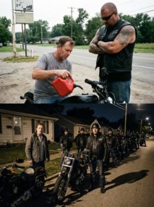I helped a stranded biker with a little gas… that night, 40 motorcycles lined up in front of my house