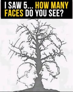 Only a few people can find all the faces hidden in this tree – are you one of them?