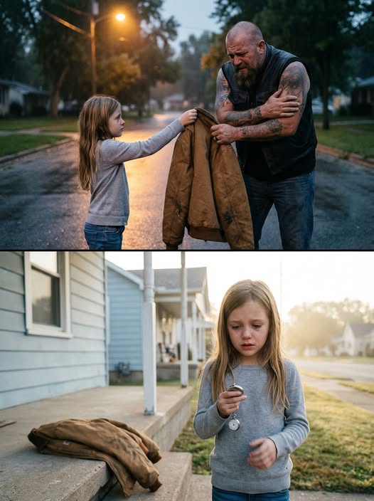 My Granddaughter Gave Her Late Father’s Jacket to a Freezing Biker… The Next Morning, It Came Back With Something I Wasn’t Ready to See