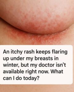An itchy rash keeps flaring up under my breasts in winter, but my doctor isn’t available right now. What can I do today?