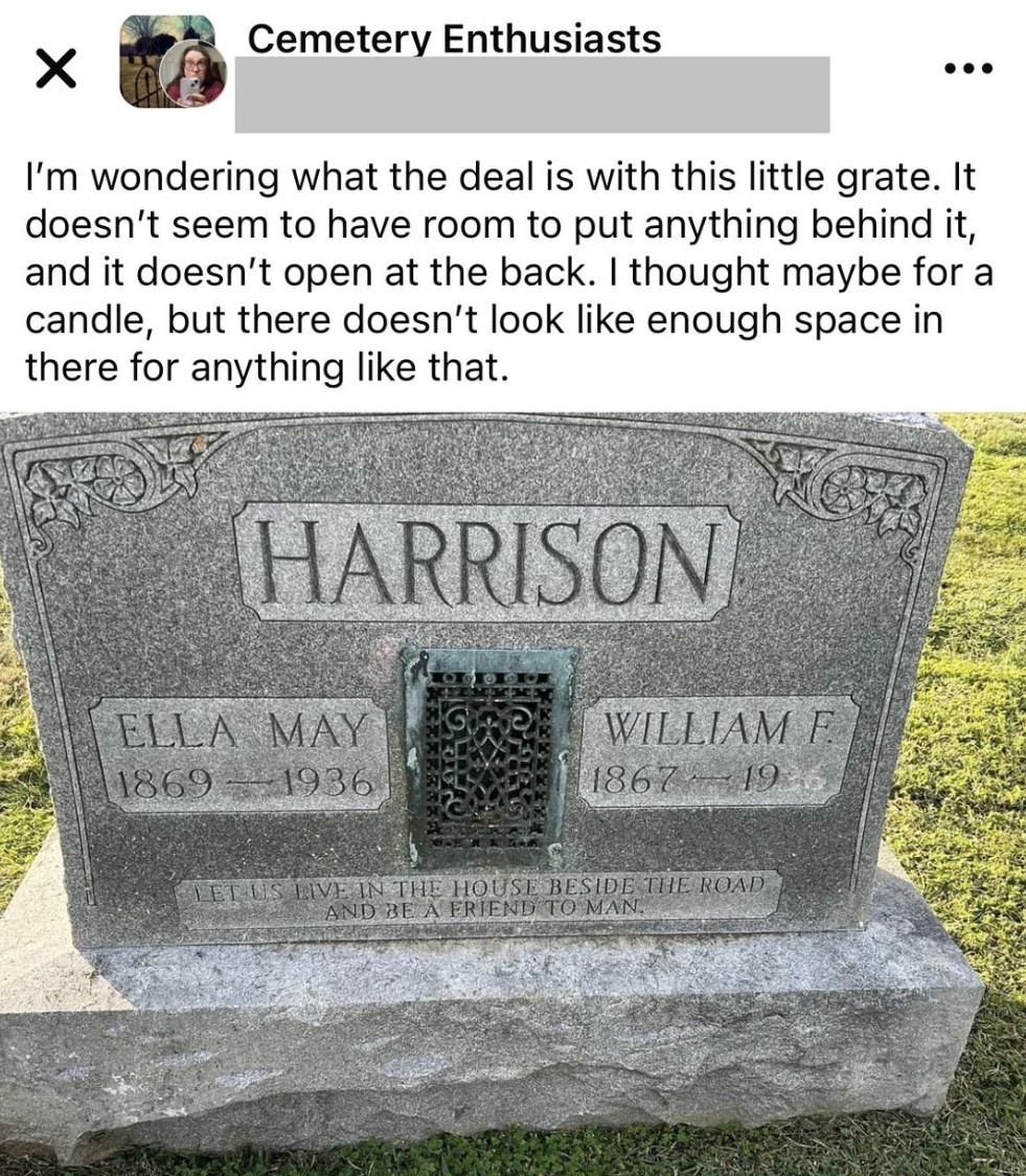 The Secret Behind This Grave’s Unusual Design: How a Simple Cast-Iron Detail Tells a Story of Home, Warmth, and Lasting Memory