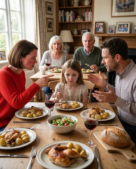 My sister-in-law stood up during dinner and accused me of ch:eating in front of everyone. Then she looked at my little girl and said Robert wasn’t really her father. My husband stayed calm, pressed one button, and within minutes they realized they had made the worst mistake of their lives.