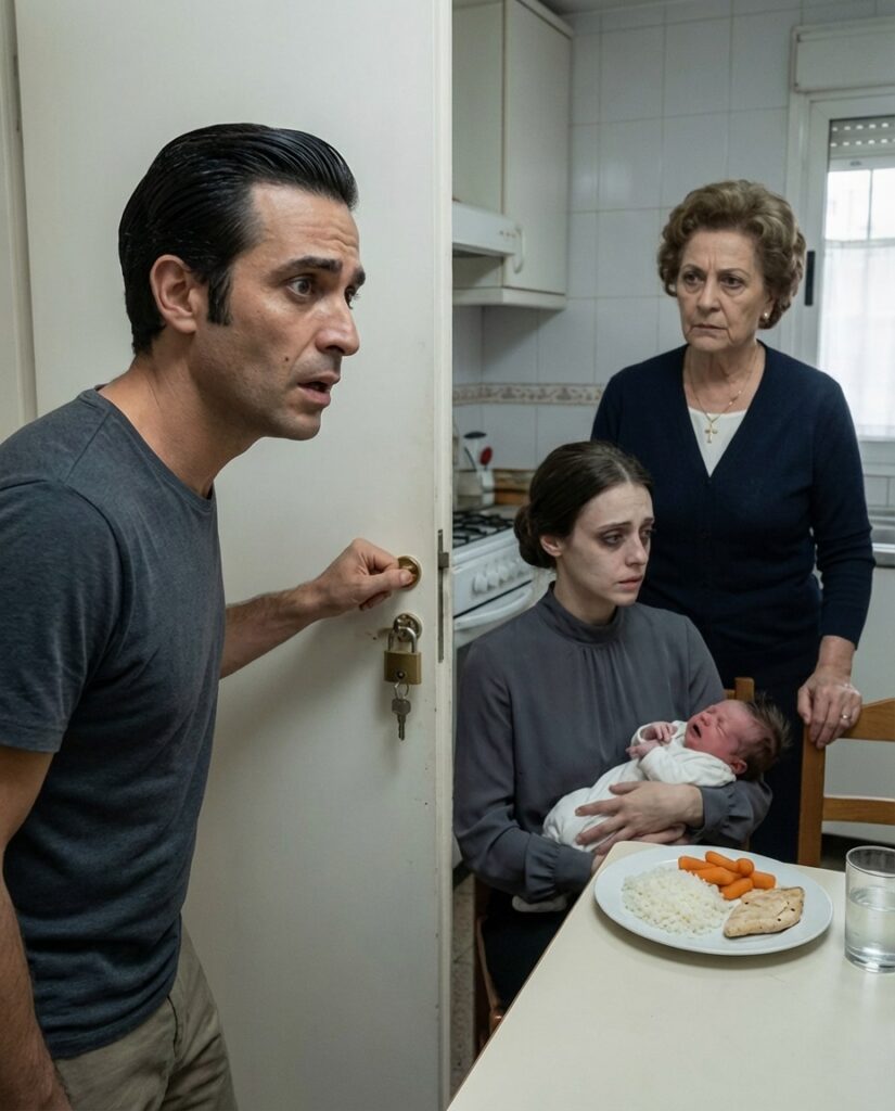 My mom came to “help” after my wife’s C-section, changed the kitchen lock, and left her eating rice while she hid the salmon, shrimp, and even the yogurt… until I opened the fridge in the middle of the night.