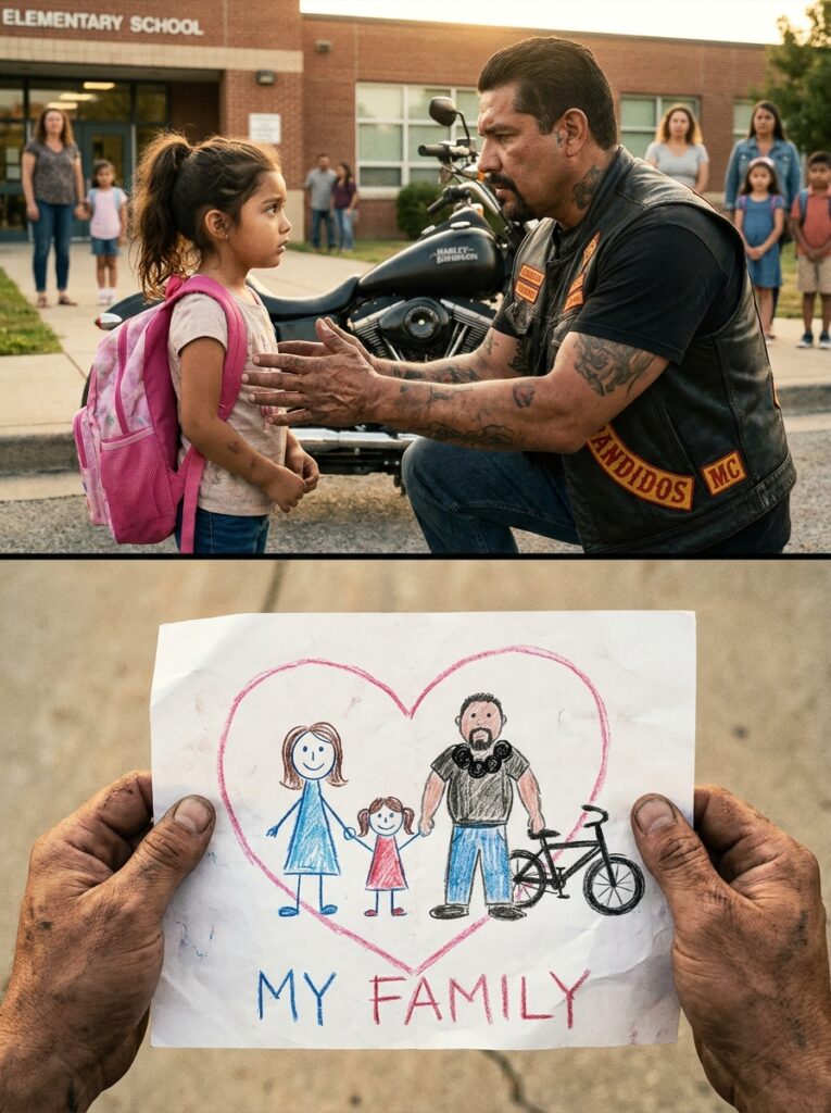 Part 2: A Biker Started Picking Up a Girl He Didn’t Know From School Every Day — Six Months Later, She Drew a Family Portrait