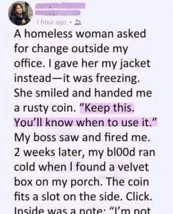 I gave my coat to a woman in the cold—two weeks later, everything changed