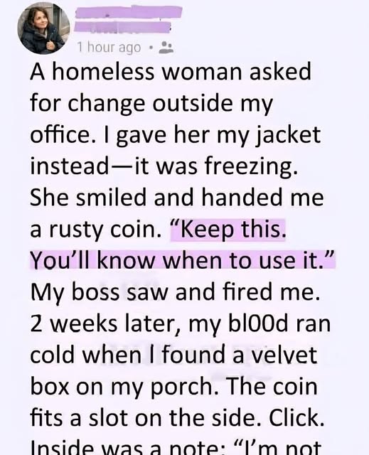 I gave my coat to a woman in the cold—two weeks later, everything changed