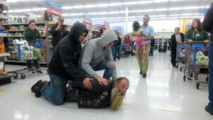 A Gray-Bearded Biker Intervened When He Saw A Barefoot 5-Year-Old Being Dragged At Walmart.Seconds Later, 3 Strangers Tackled Him To The Floor Thinking They Were Protecting A “Dad.” The Truth Was Much More Terrifying.