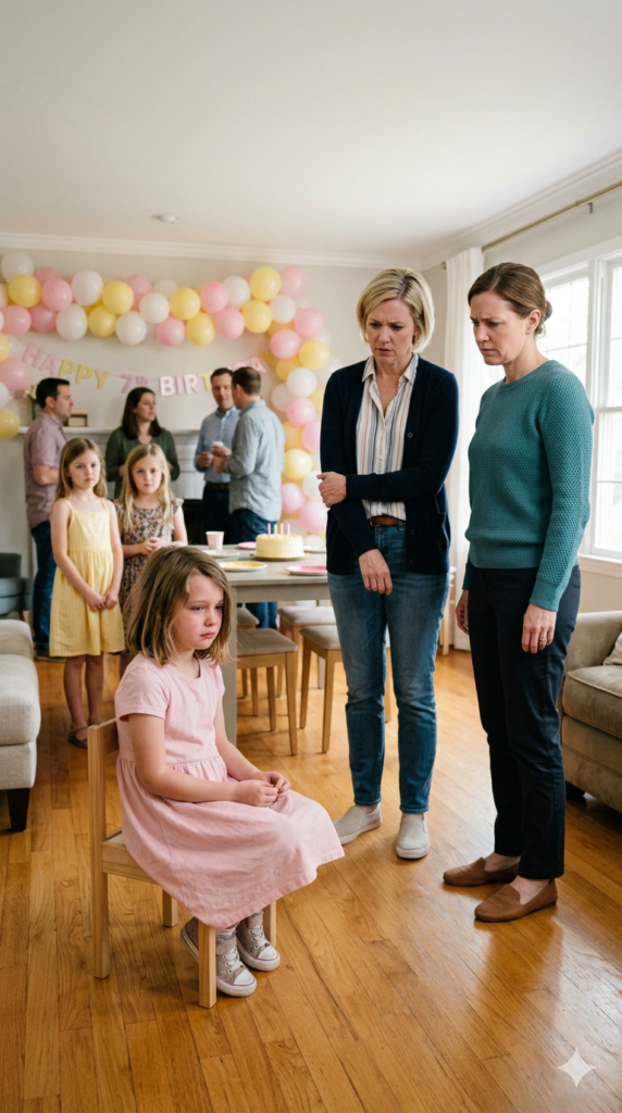 At a Family Birthday Party, a 7-Year-Old Girl Was Told to “Step Back” So Others Could Shine — Until Her Mother Saw Tears in Her Eyes and Strands of Hair on the Floor, Leaving Her Frozen in Place