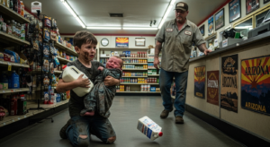 I grabbed the muddy kid by the collar for stealing milk—then I saw the infant in his arms. When he knelt, I saw his back… I’ve seen war, but I wasn’t ready for what that boy was hiding.