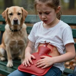 “GET THAT FILTHY ANIMAL AWAY FROM HER BEFORE HE TEARS HER APART!” A WOMAN SCREAMED AS WE ALL RUSHED TO PIN DOWN THE HOWLING DOG CLAWING AT THE LITTLE GIRL’S STOMACH WHILE SHE SAT EERILY STILL ON THE COLD PARK BENCH. WE THOUGHT WE WERE HEROES PROTECTING A HELPLESS CHILD FROM A VREAKING BEAST, BUT THE SECOND WE RIPPED THE HEATING PAD AWAY AND SAW HER MELTING SKIN, THE ENTIRE PARK FELL INTO A SILENCE SO HEAVY IT BROKE US ALL FOREVER.