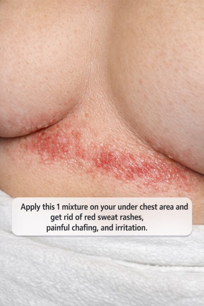 Apply this 1 mixture on your under chest area and get rid of red sweat rashes, painful chafing, and irritation.