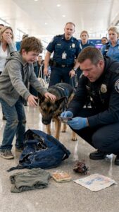 A K9 Suddenly Tore Open a Little Boy’s Backpack at the Airport — Everyone Thought He Was Hiding Something Dangerous Until One Photograph Changed the Entire Terminal