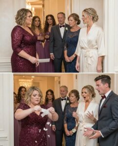 My sister blocked the door and sneered, “There are no fat people in my wedding photos.” I pulled out the $20,000 check and tore it into tiny pieces. Have fun paying the suppliers, because of the venue…