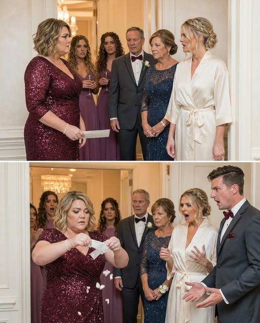My sister blocked the door and sneered, “There are no fat people in my wedding photos.” I pulled out the $20,000 check and tore it into tiny pieces. Have fun paying the suppliers, because of the venue…