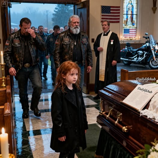 ‘Does Ellie Want To Go With Him?’ — The Night Twenty-Nine Bikers Walked Into A Rain-Soaked Funeral For A Waitress They Barely Knew, Then Quietly Went To War Against The Father Who Abandoned Her Daughter, Protecting One Lonely Little Girl Through Twenty-One Years Of Thursday Dinners, Broken Hearts, Courtroom Battles, And A Promise That Refused To D:ie