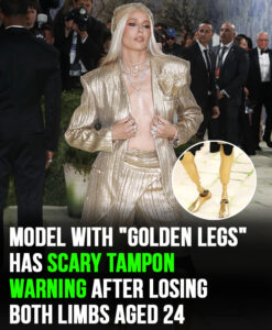 Model with “golden legs” has scary tampon warning after losing both limbs aged 24