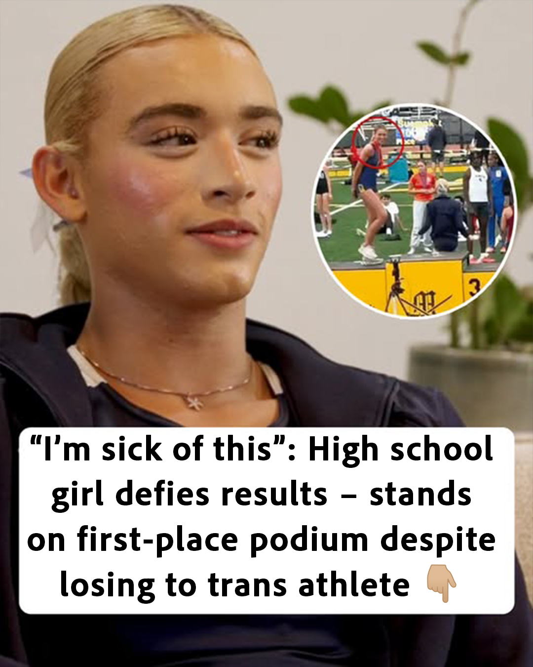 High school girl claims first-place podium spot despite losing to trans athlete