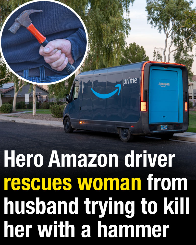 Hero Amazon driver rescues woman from husband trying to kill her with a hammer