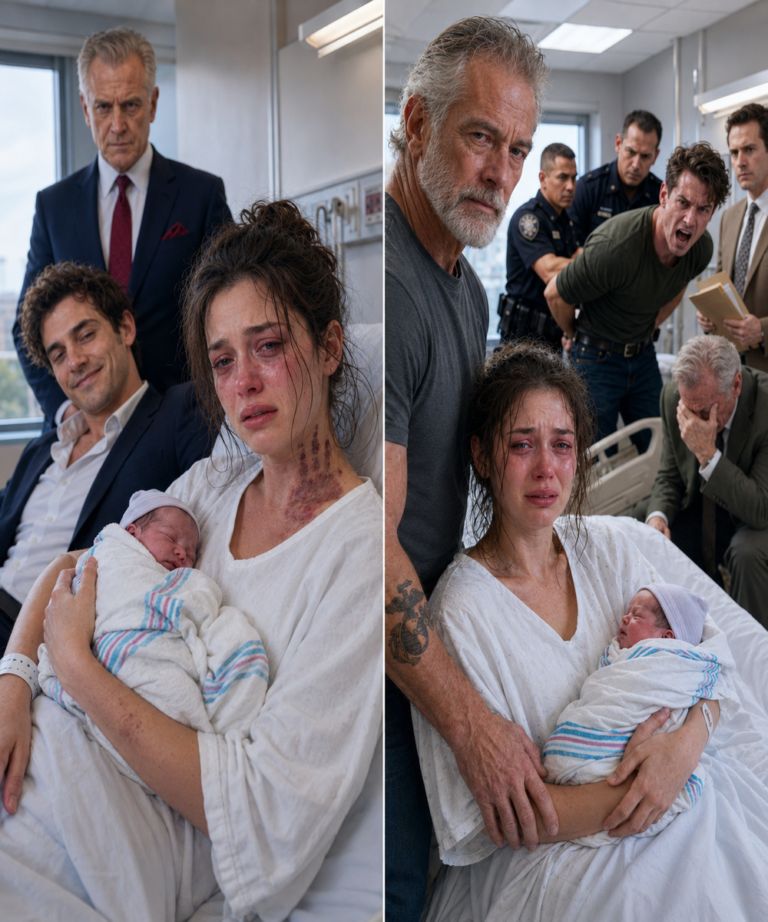 I held my newborn as my uncle entered and saw the marks on my neck. My husband smirked, “Just showing her who’s boss.” Then my uncle removed his hearing aids—and my father-in-law recognized his old military tattoo, turning pale with fear.