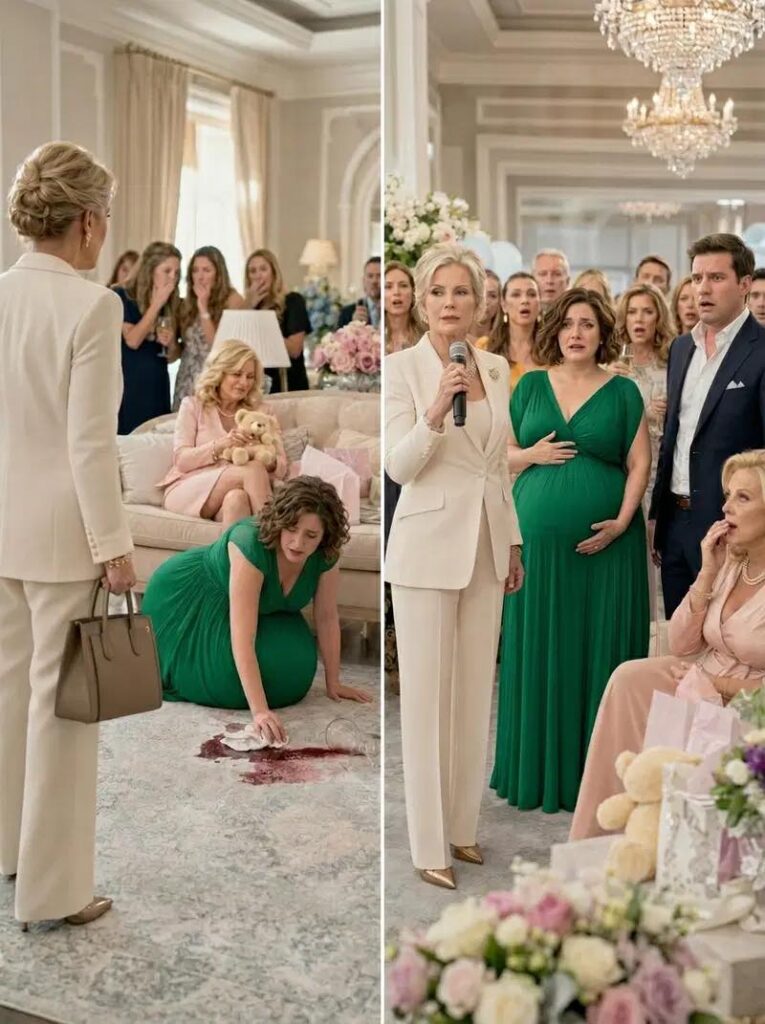 During my daughter’s baby shower, I walked in to find her on her hands and knees scrubbing spilled wine off the rug.