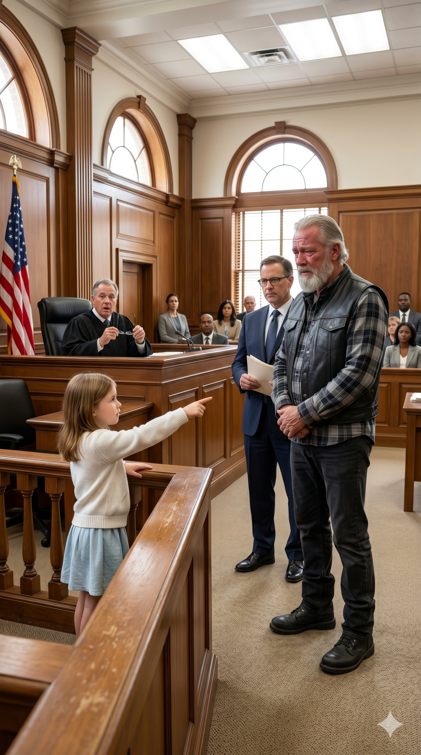 A Tough Biker Pulled Out of Formation After Seeing a Lonely Girl at an Orphanage Gate — What Happened One Year Later Left the Courtroom Silent
