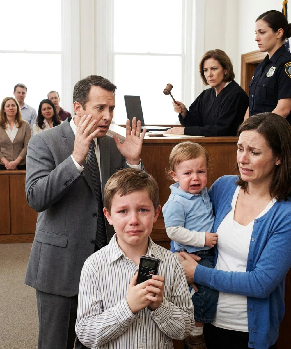 The judge asked the nine-year-old boy which parent he wanted to live with. What he quietly pulled from his jacket pocket made his wealthy father go completely pale and revealed a secret nobody in that courtroom was prepared to hear.