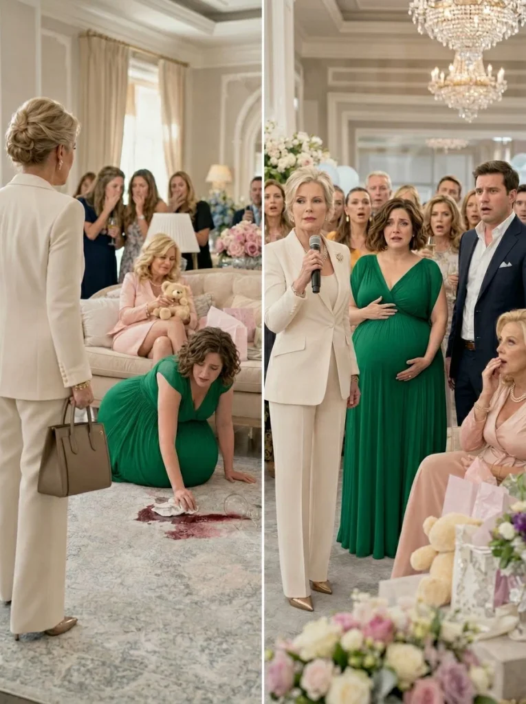 During my daughter’s baby shower, I walked in to find her on her hands and knees scrubbing spilled wine off the rug.