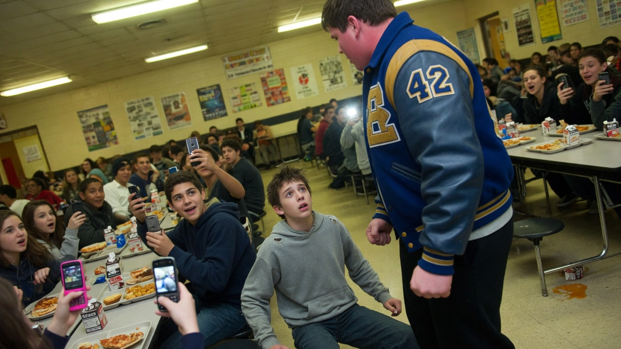 The Small Boy Was Dragged Across The Cafeteria Floor While Everyone Cheered Like It Was A Show—Then His Older Brother Stood Up From The Back Table.