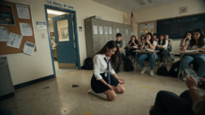 As the 10 AM patrol guard, seeing an 18-year-old girl forced to her knees—displaying a “compliance” stance identical to combat hostages—made me quietly lock the classroom door.