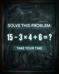 Can you solve this calculation without rushing? 15 – 3 × 4 + 6 = ?