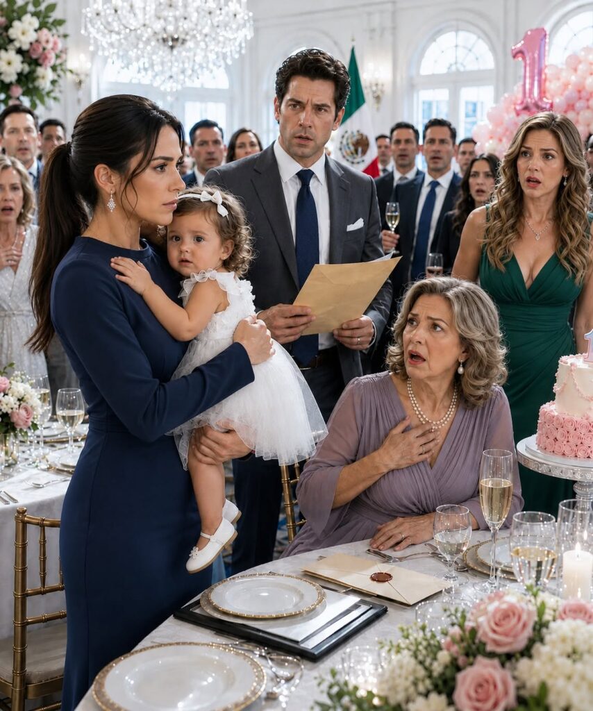 On my daughter’s first birthday, my mother-in-law raised her glass in front of the whole family and asked who the real father was because the baby had blue eyes… everyone expected to see me cry, until I took two envelopes out of my bag and laid out the truth she had planned to hide.