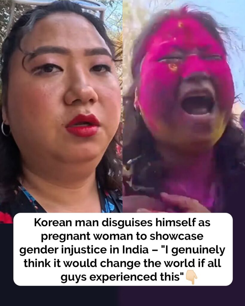 Korean man disguises himself as pregnant woman to see what happens