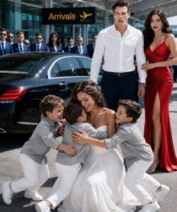 My billionaire ex-husband sat next to me on a flight just to sh3me me—until three little boys stepped out of a Bentley and ran toward me, calling, “Mom!”