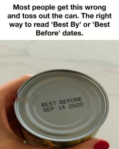 Most people get this wrong and toss out the can. The right way to read ‘Best By’ or ‘Best Before’ dates.