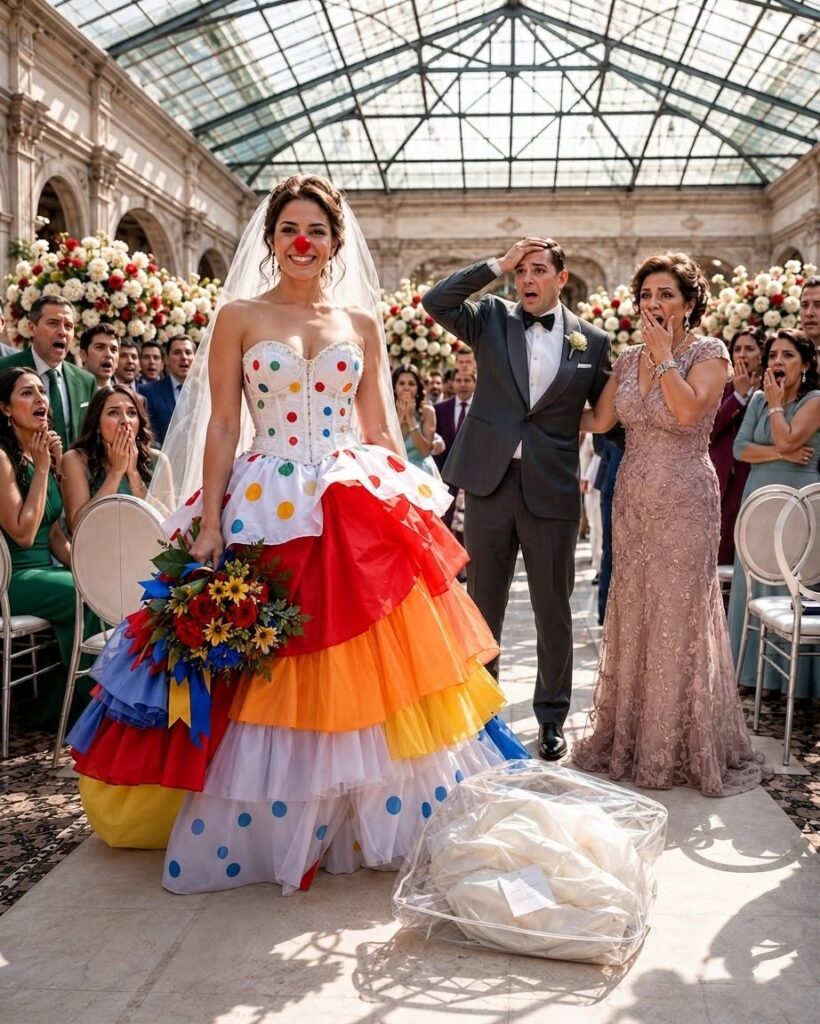 My mother-in-law hid my wedding dress and left me a clown costume along with a note that read, “Know your place”; in front of 200 guests, I put it on, took my father’s hand, and walked down the aisle