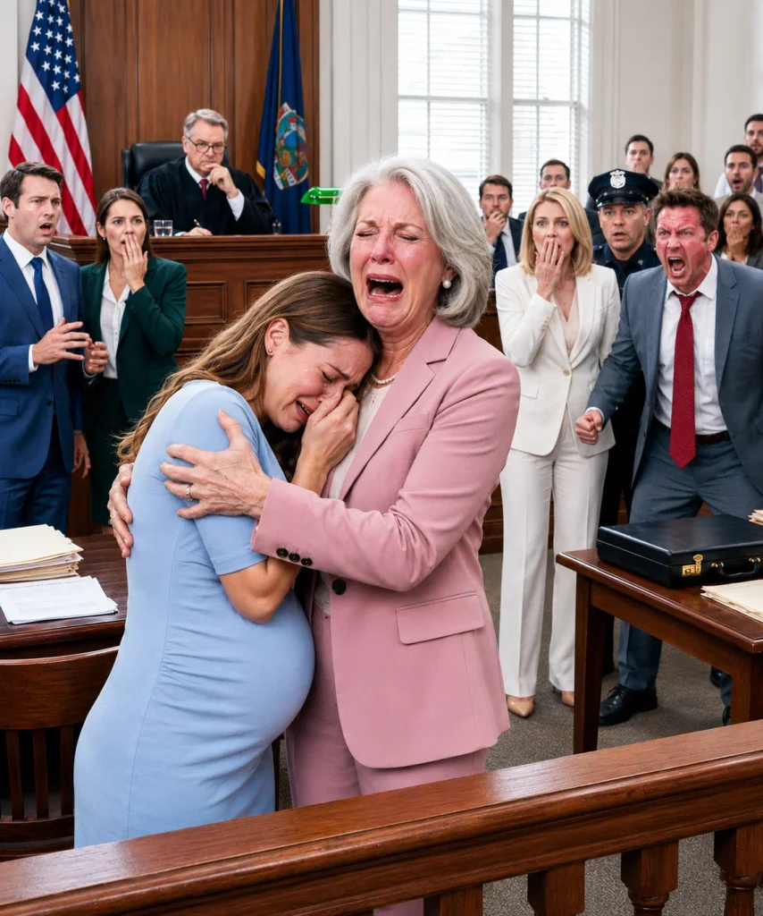 At my divorce hearing, eight months pregnant, the judge gave me nothing. My husband smirked, “Let’s see how you survive without me.” Then a billionaire walked in and said, “My daughter is better off without you.” His victory shattered instantly.