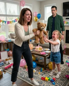 My in-laws sent my 6-year-old daughter a cute brown teddy bear for her birthday. She smiled for a second, then suddenly froze and asked, “Mommy, what is it?