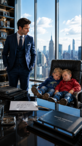 A Billionaire CEO Walked Into His Office And Found Twin Boys Sleeping In His Chair—Then A Note From Their Missing Mother Revealed They Were His Sons, Uncovering A Family Betrayal That Had Stolen Four Years Of Their Lives