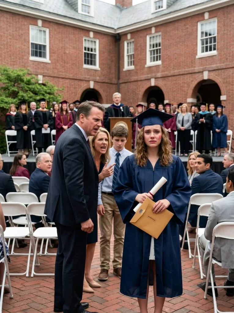 At my own graduation, my father sla:pped me so hard my cap hit the floor. “You don’t deserve that degree,” he spat, while my mother screamed, “You’re just a failure in a gown!”