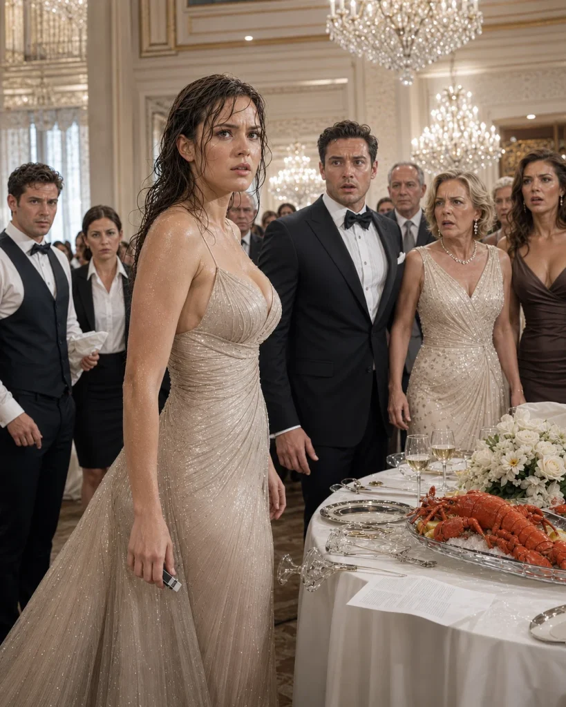 My husband threw a party to celebrate winning a massive project… Just as the lobster was served, a waiter deliberately spilled water on my dress, pulled me outside, and revealed a shocking secret…