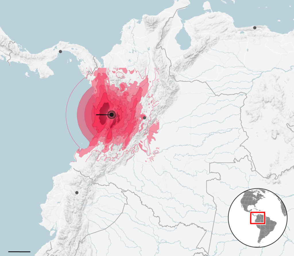 Terrifying footage shows church collapse as huge 7.4-magnitude earthquake hits Colombia, burying people beneath collapsed buildings, with dozens dead