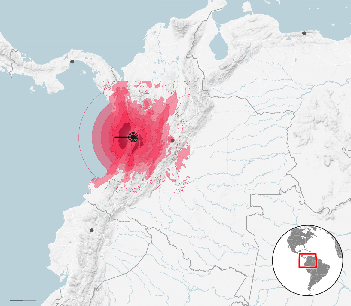 Terrifying footage shows church collapse as huge 7.4-magnitude earthquake hits Colombia, burying people beneath collapsed buildings, with dozens dead