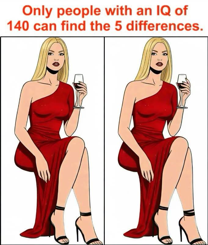 Only people with an IQ of 140 can spot the 5 differences.