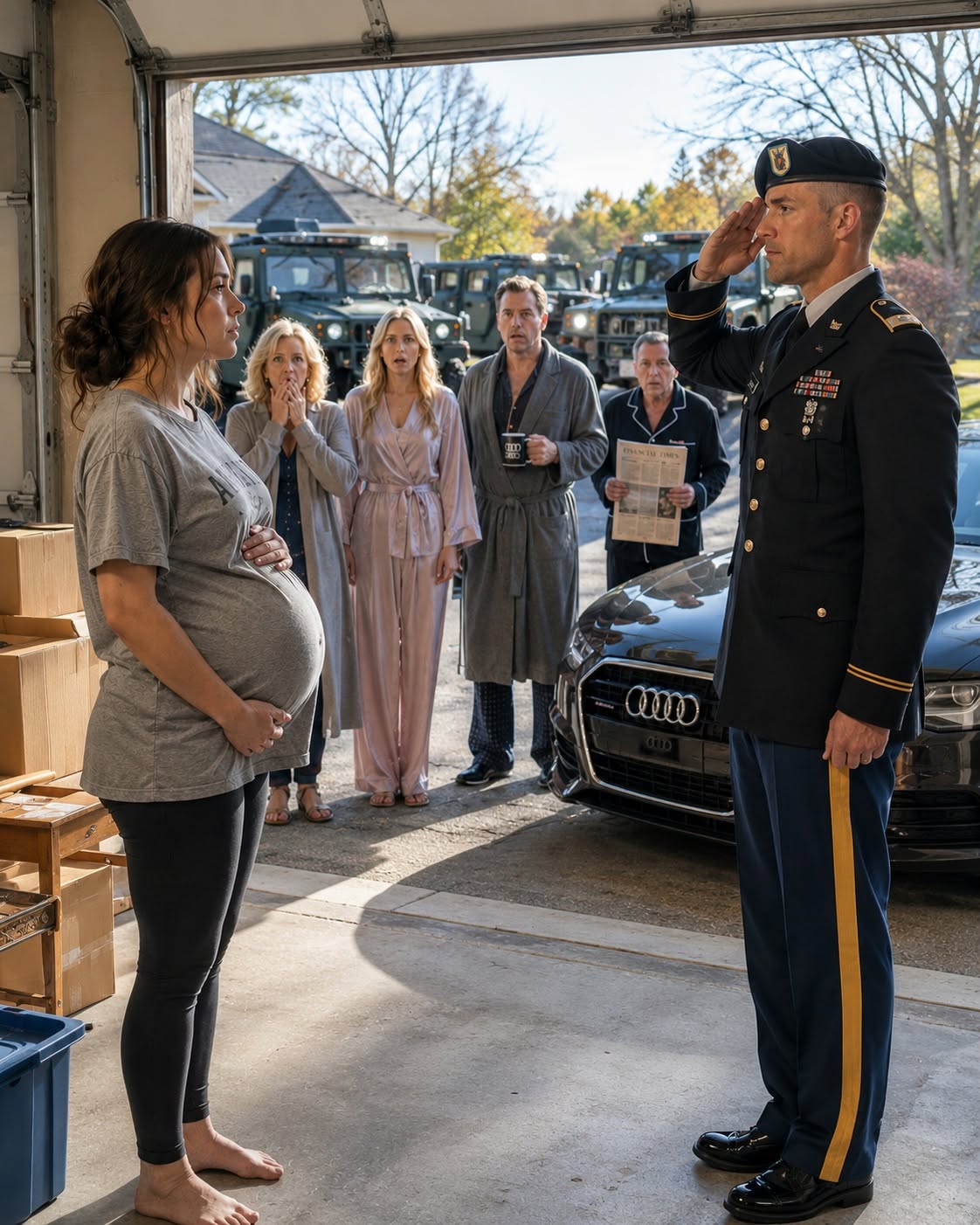 Only a few hours after my husband’s military funeral, my own family looked at my pregnant stomach and decided I should sleep in the freezing garage so my sister’s wealthy husband could take over my bedroom.
