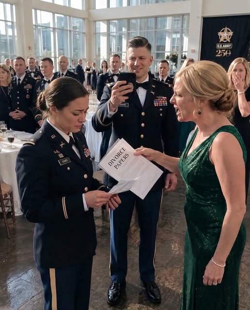 For my 31st birthday, my mother-in-law handed me divorce papers in front of my unit at the Army Ball. My husband filmed it for their entertainment. I signed them calmly, then stood and announced… She had no idea…