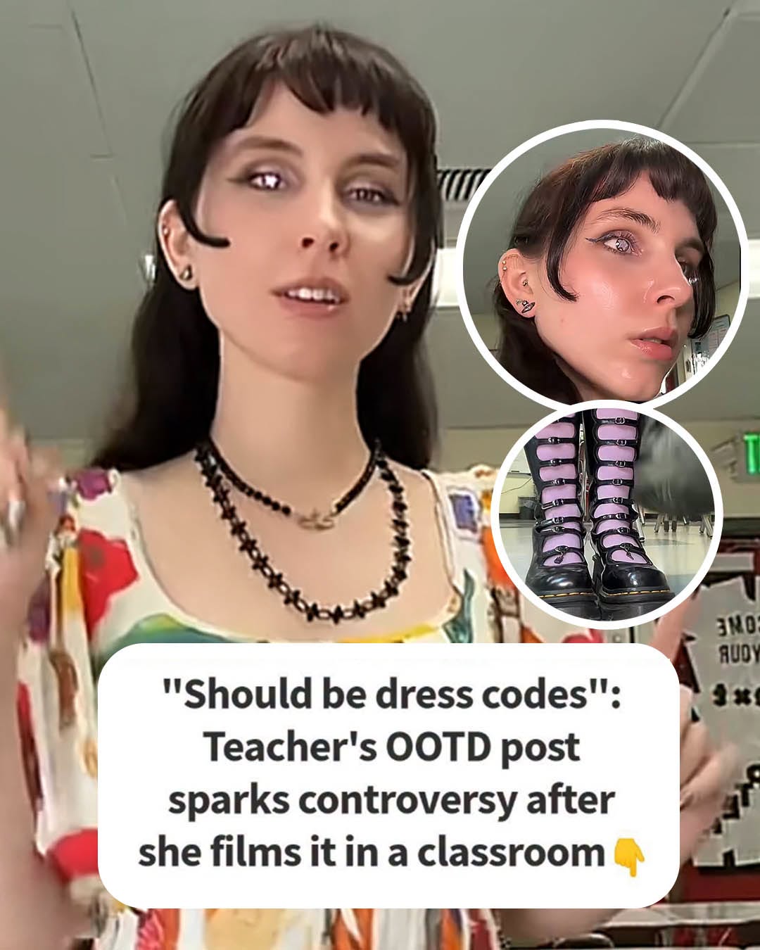 “Should Be Dress Codes”: Teacher’s ‘OOTD’ post sparks controversy after she films it in a classroom