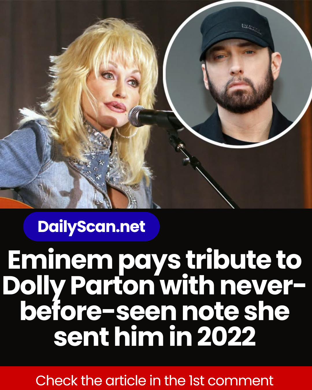 Eminem pays tribute to Dolly Parton with never-before-seen note she sent him in 2022