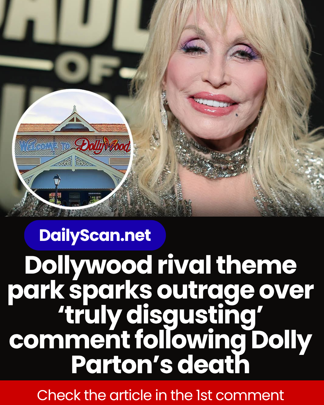 Dollywood rival theme park sparks outrage over ‘truly disgusting’ comment following Dolly Parton’s death