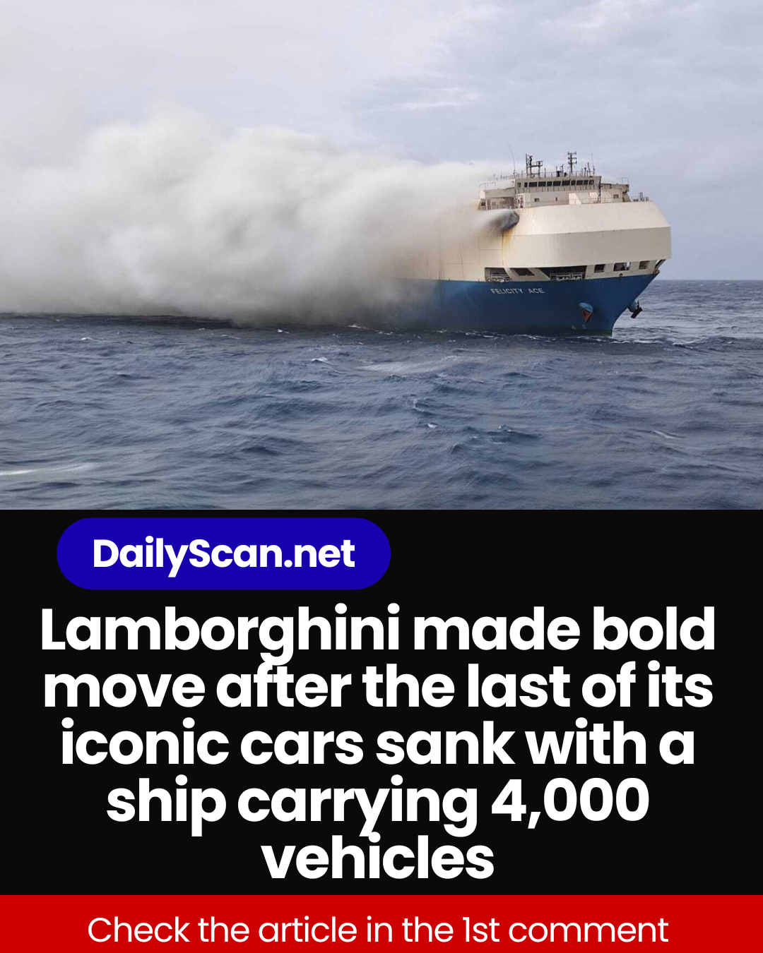 Lamborghini made bold move after the last of its iconic cars sank with a ship carrying 4,000 vehicles